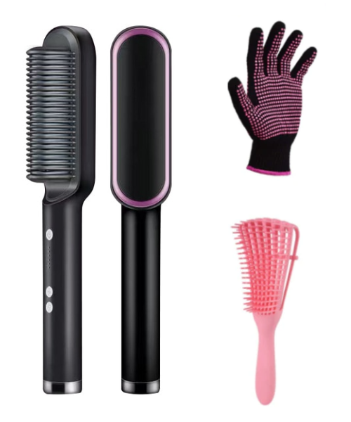 Hair Straightener Detangling Brush Set®